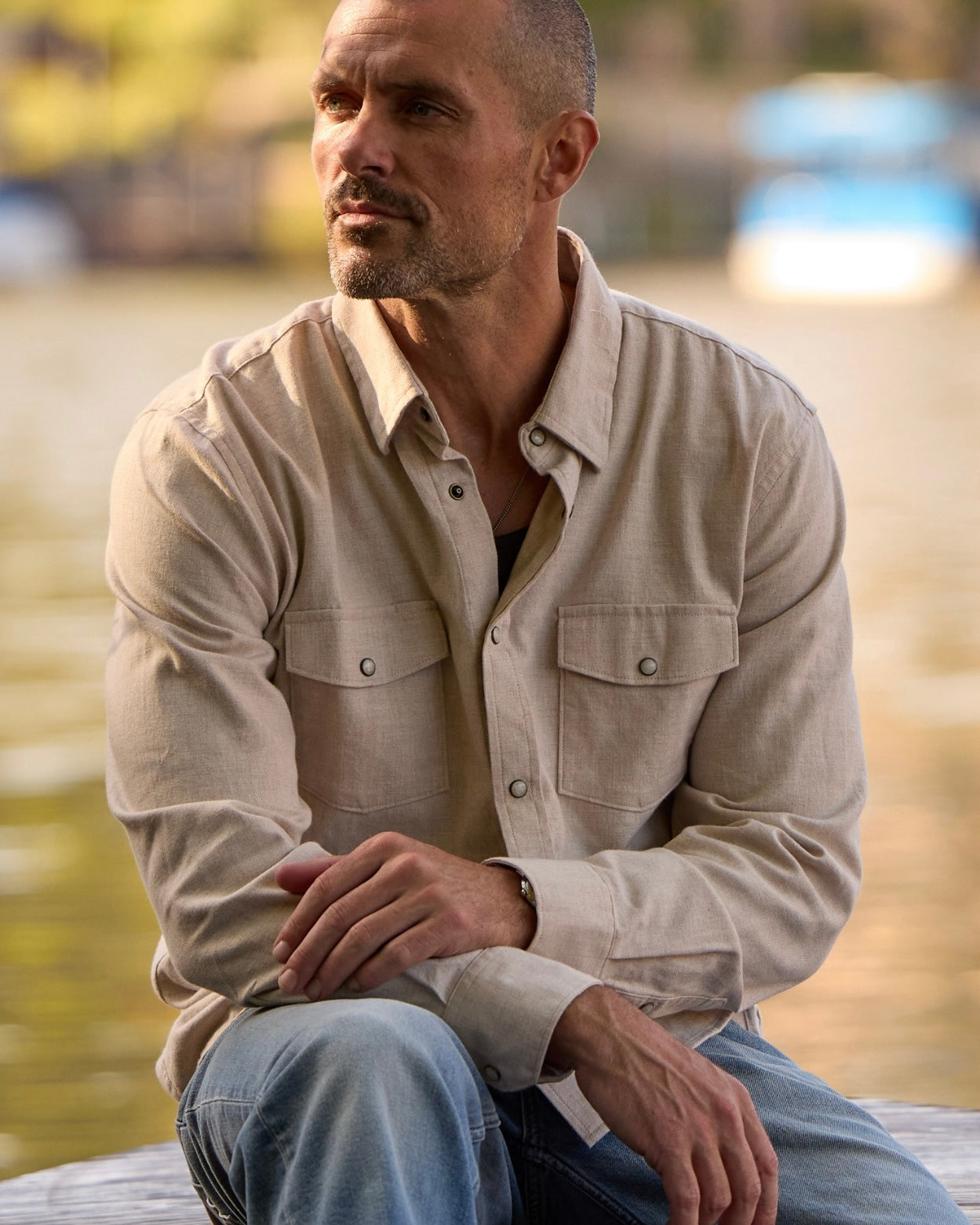 Rambler Heathered Pearl Snap Long Sleeve Shirt
