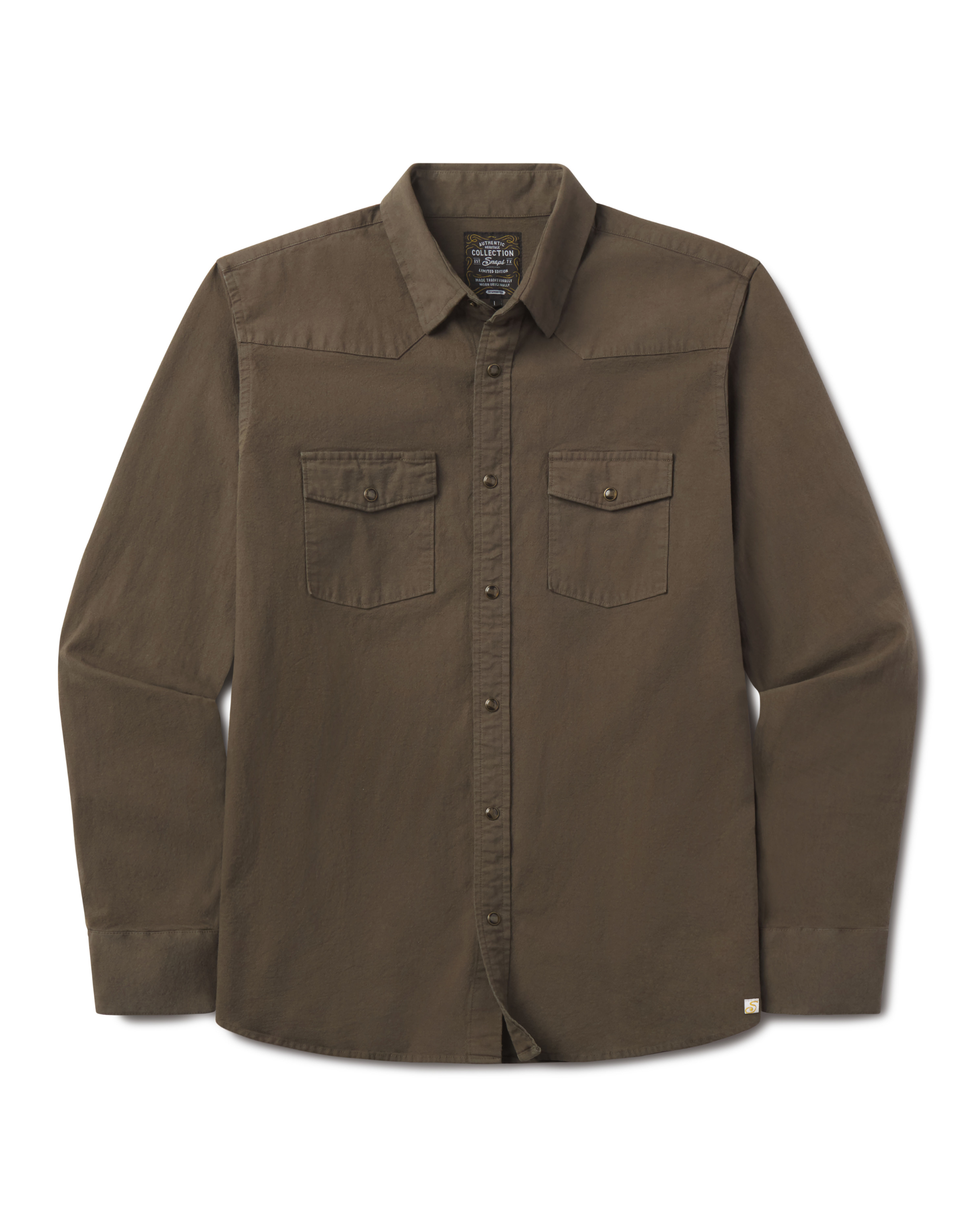 Heritage Ivy Green Denim Pearl Snap Long Sleeve Shirt