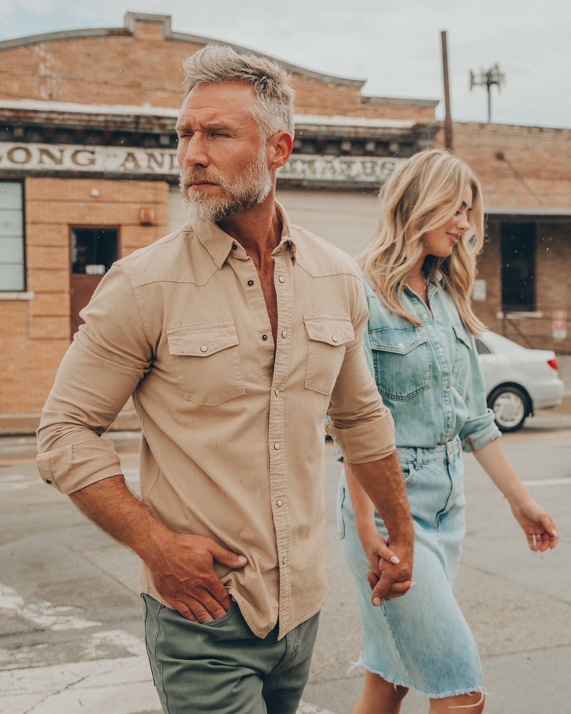 Heritage Toffee Denim Pearl Snap Long Sleeve Shirt