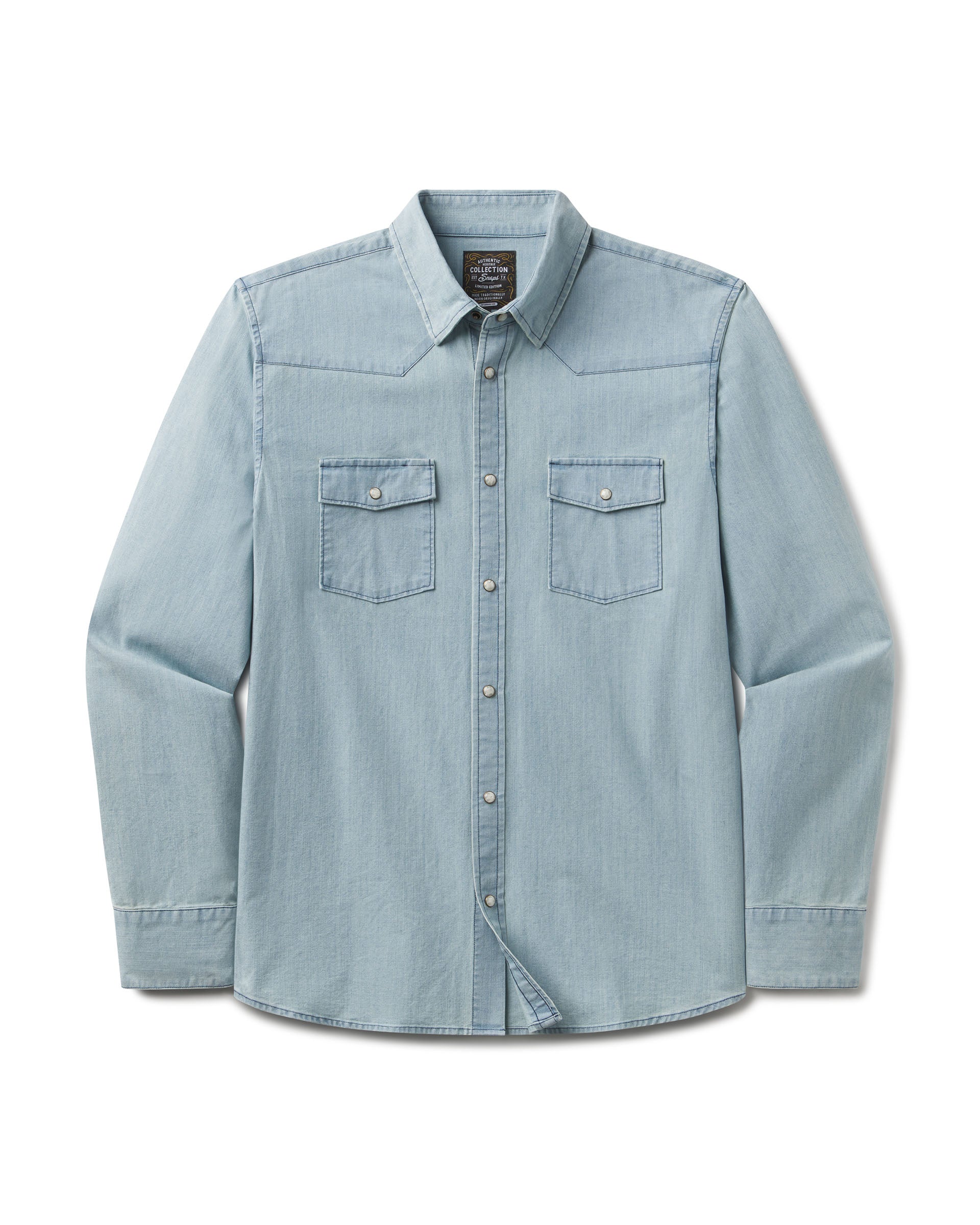 Snaps Heritage Lightwash Denim Pearl Snap Long Sleeve Shirt