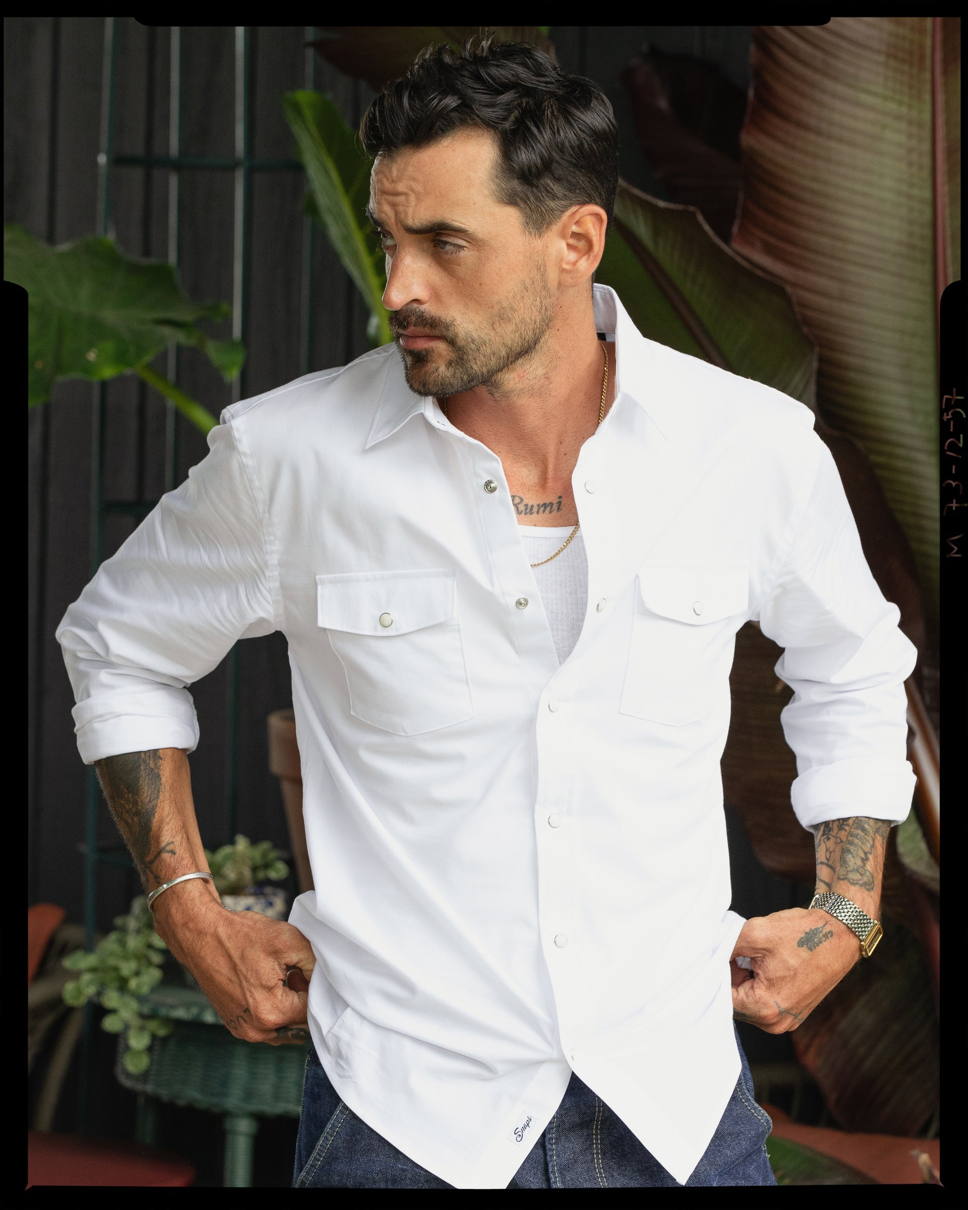 Rambler EZ Care Pearl Snap Long Sleeve Shirt Bright White / xxl