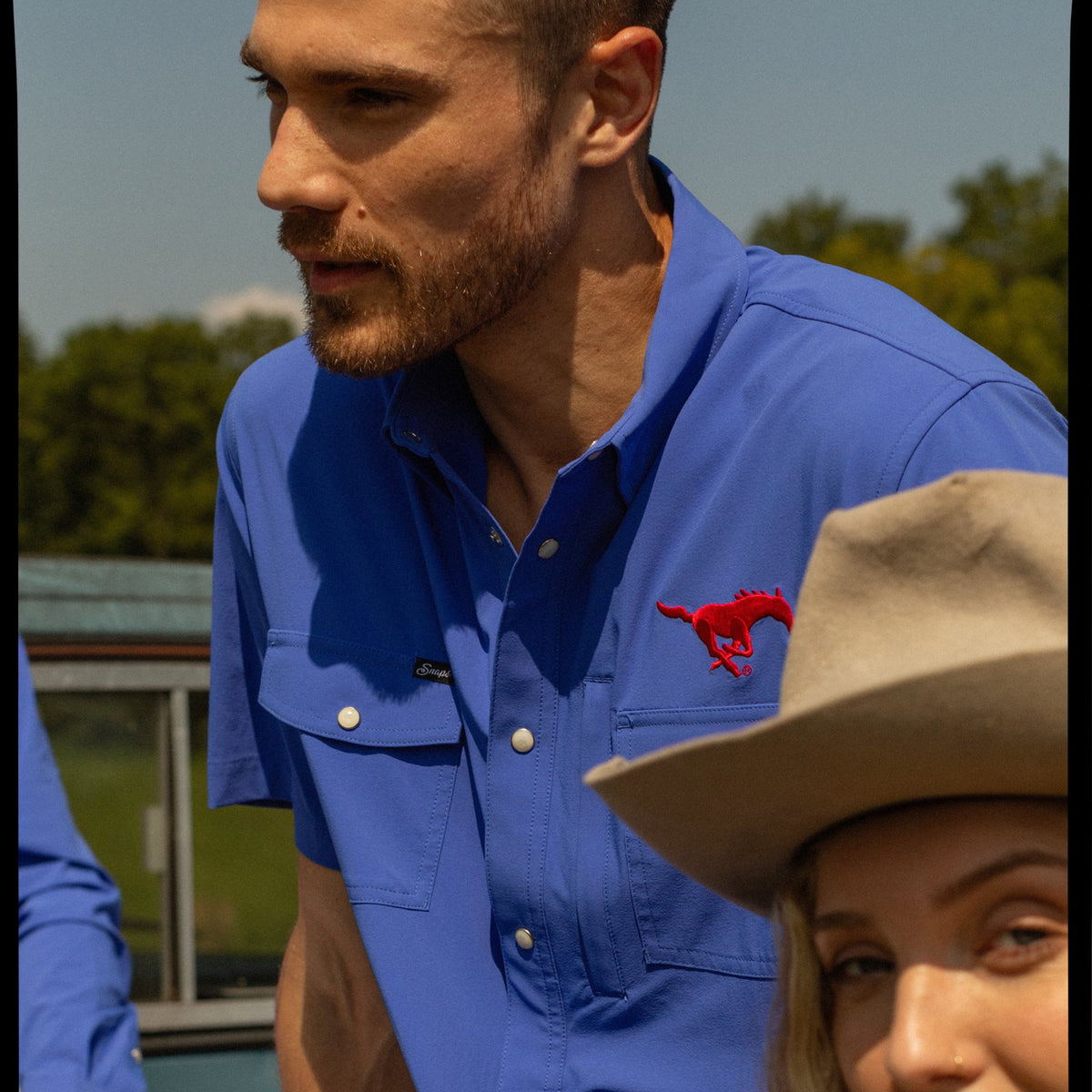 SMU Tailgater Pearl Snap Button Down Short Sleeve Shirt – Snaps Clothing