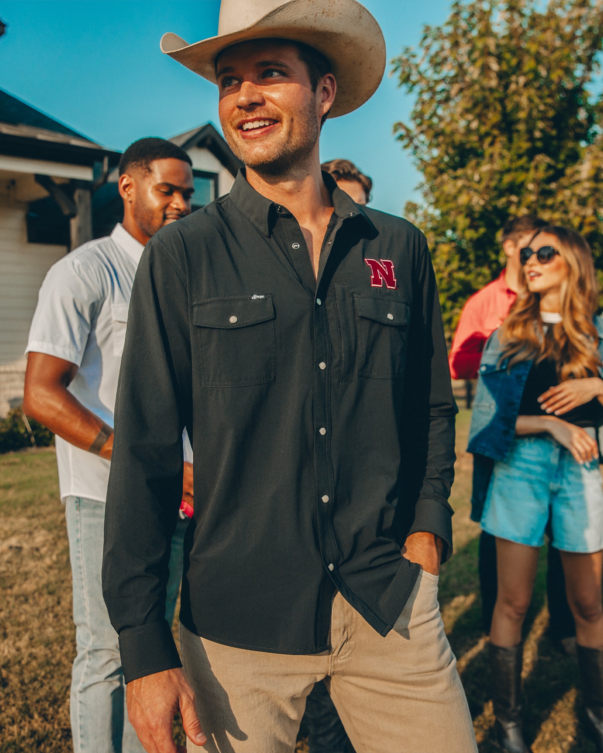 Nebraska Tailgater Pearl Snap Button Down Long Sleeve Shirt