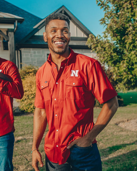 Nebraska Tailgater Pearl Snap Button Down Short Sleeve Shirt