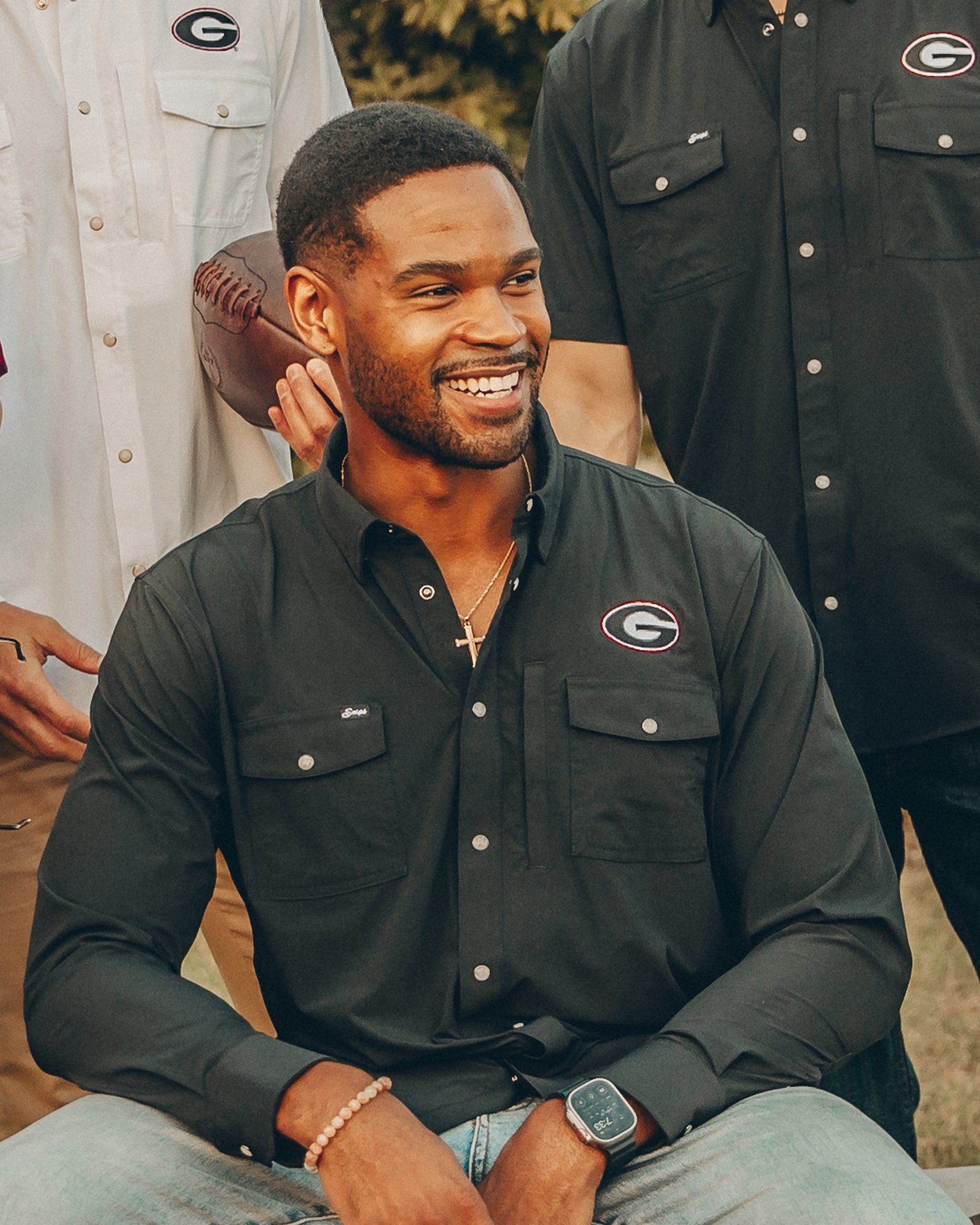 Georgia Tailgater Pearl Snap Button Down Long Sleeve Shirt Black / l-tall