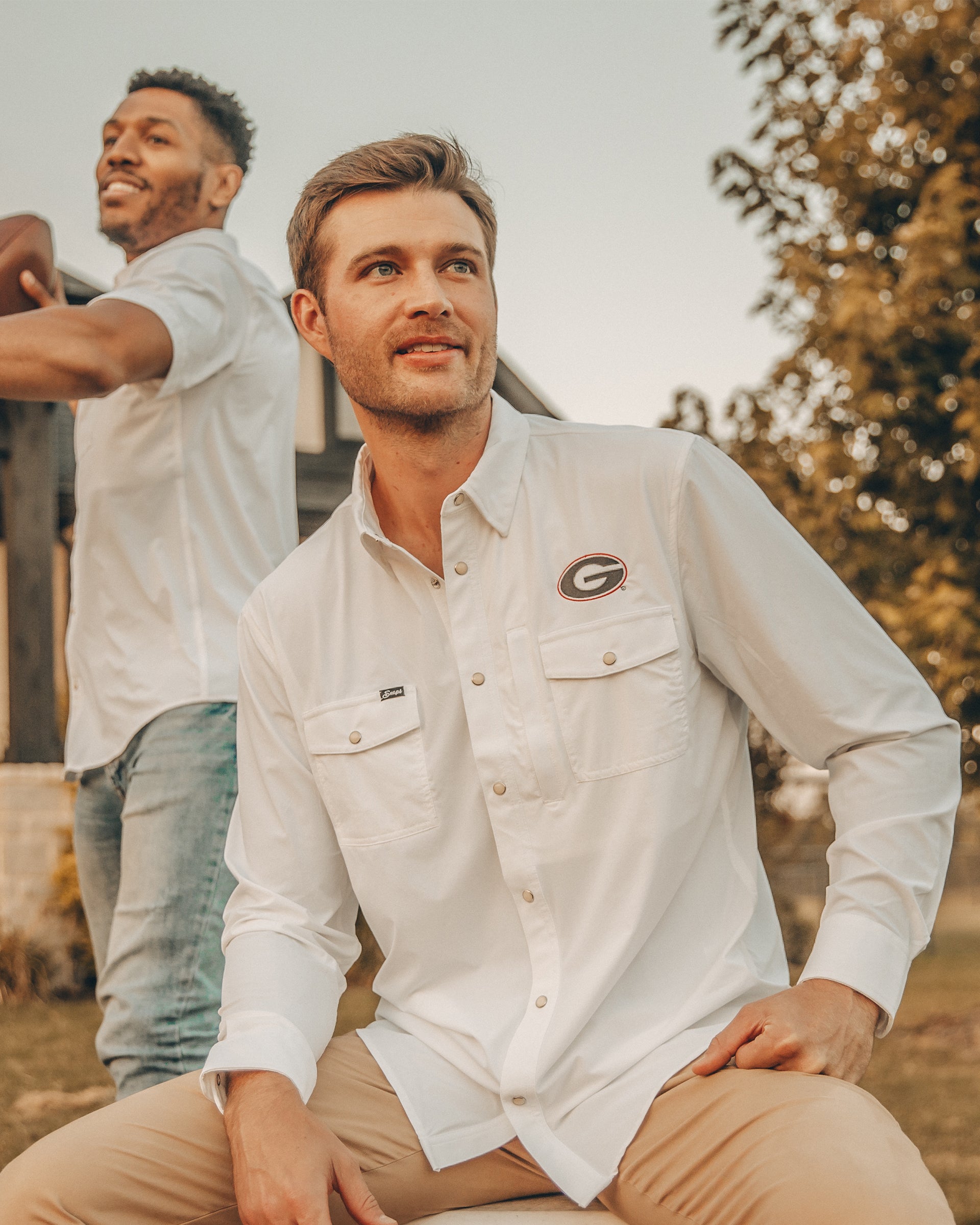 Georgia Tailgater Pearl Snap Button Down Long Sleeve Shirt – Snaps