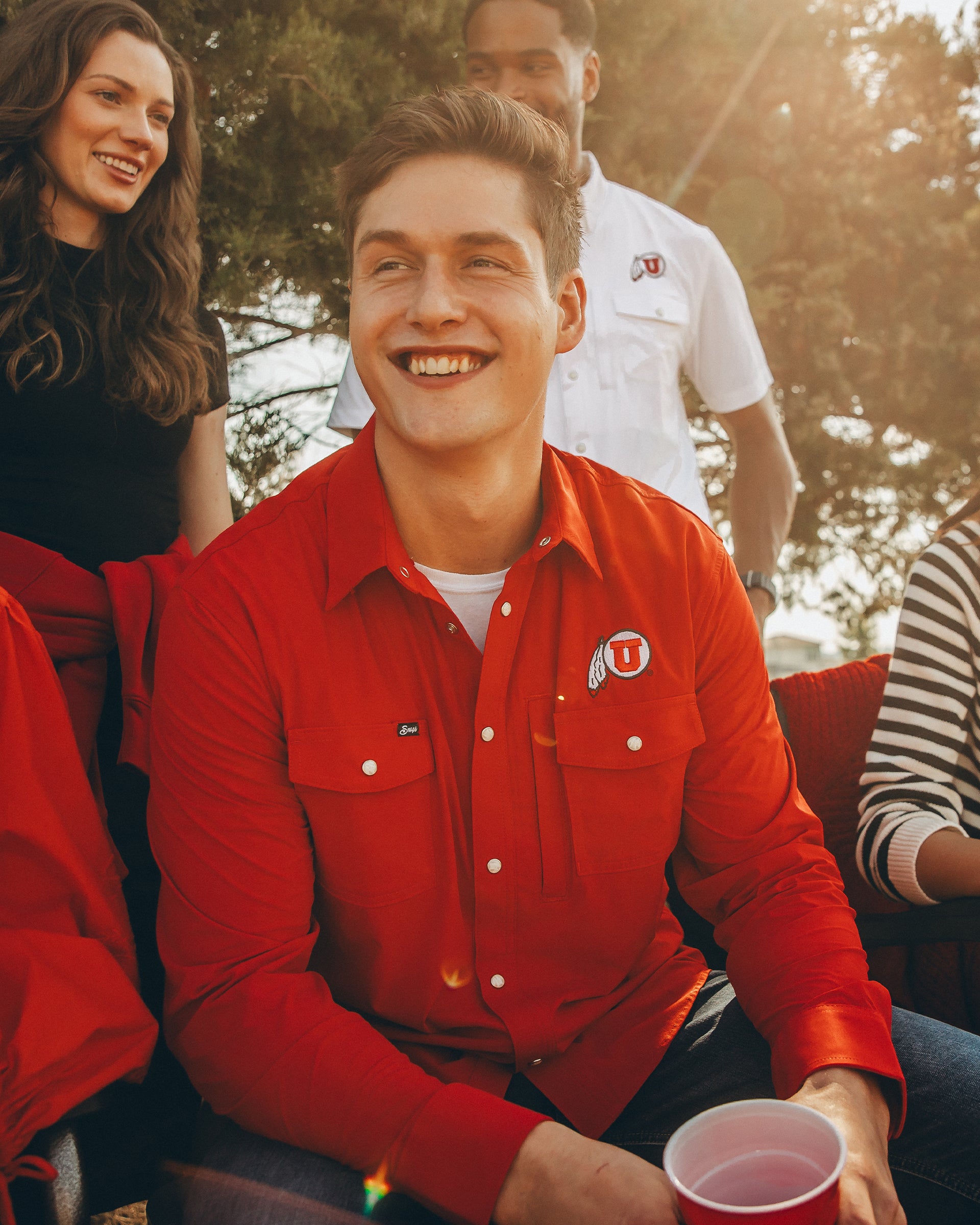 Utah Tailgater Pearl Snap Button Down Long Sleeve Shirt