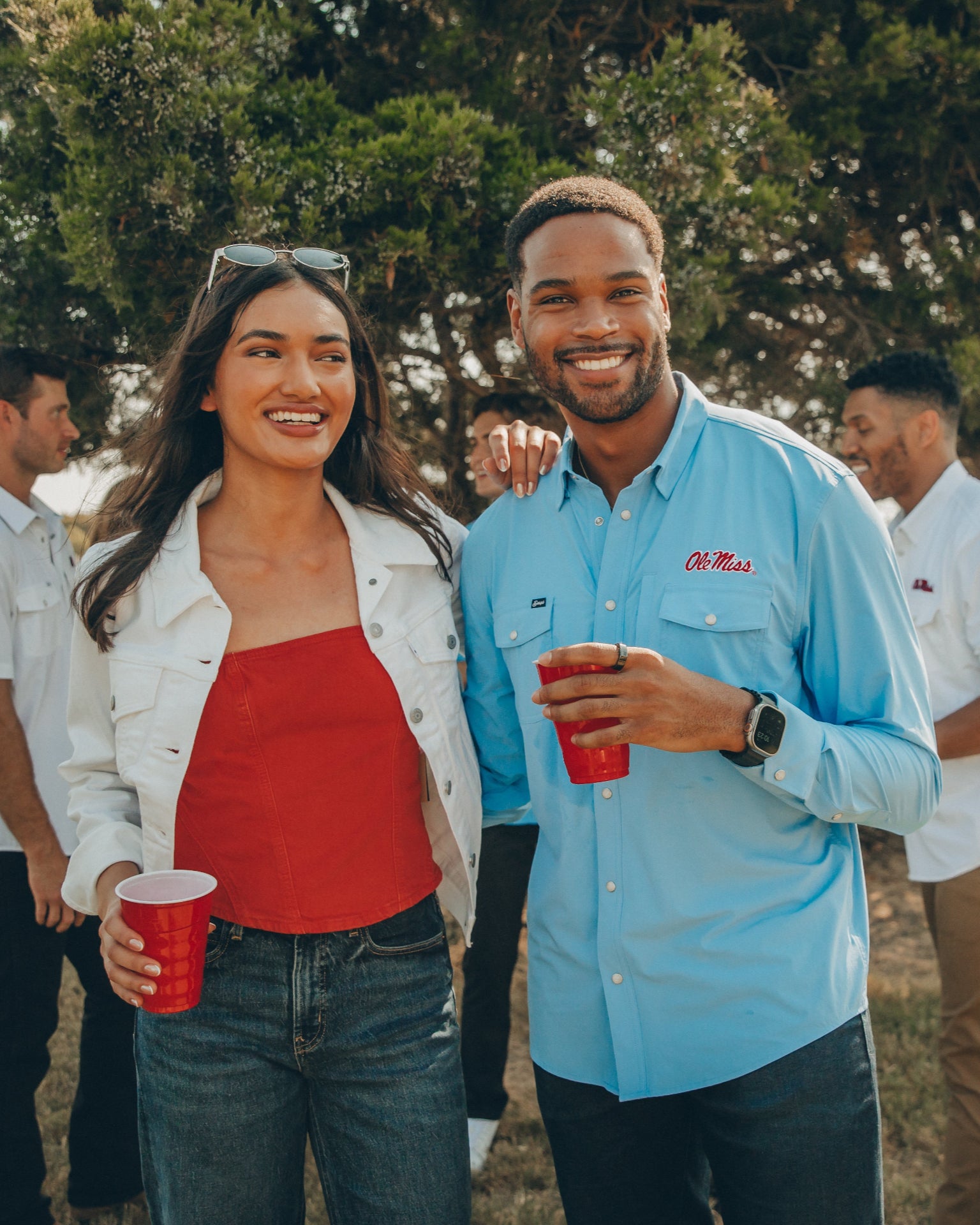 Earl ゲームシャツ Ole Miss Tailgater Pearl Snap Button Down Long Sleeve Shirt
