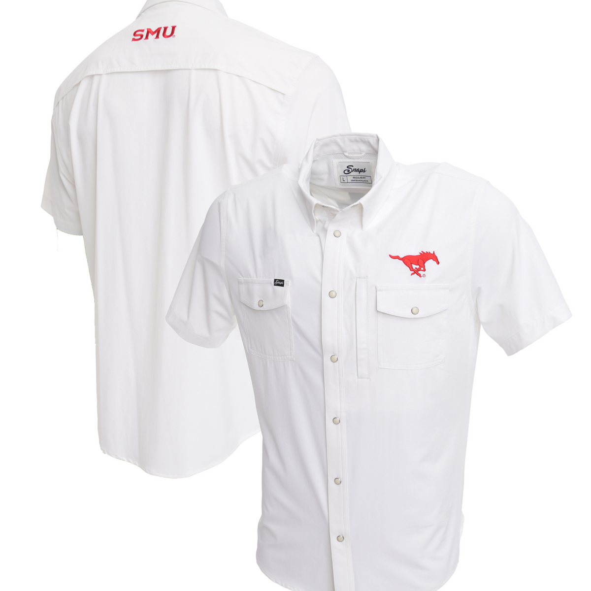 SMU Tailgater Pearl Snap Button Down Short Sleeve Shirt – Snaps Clothing